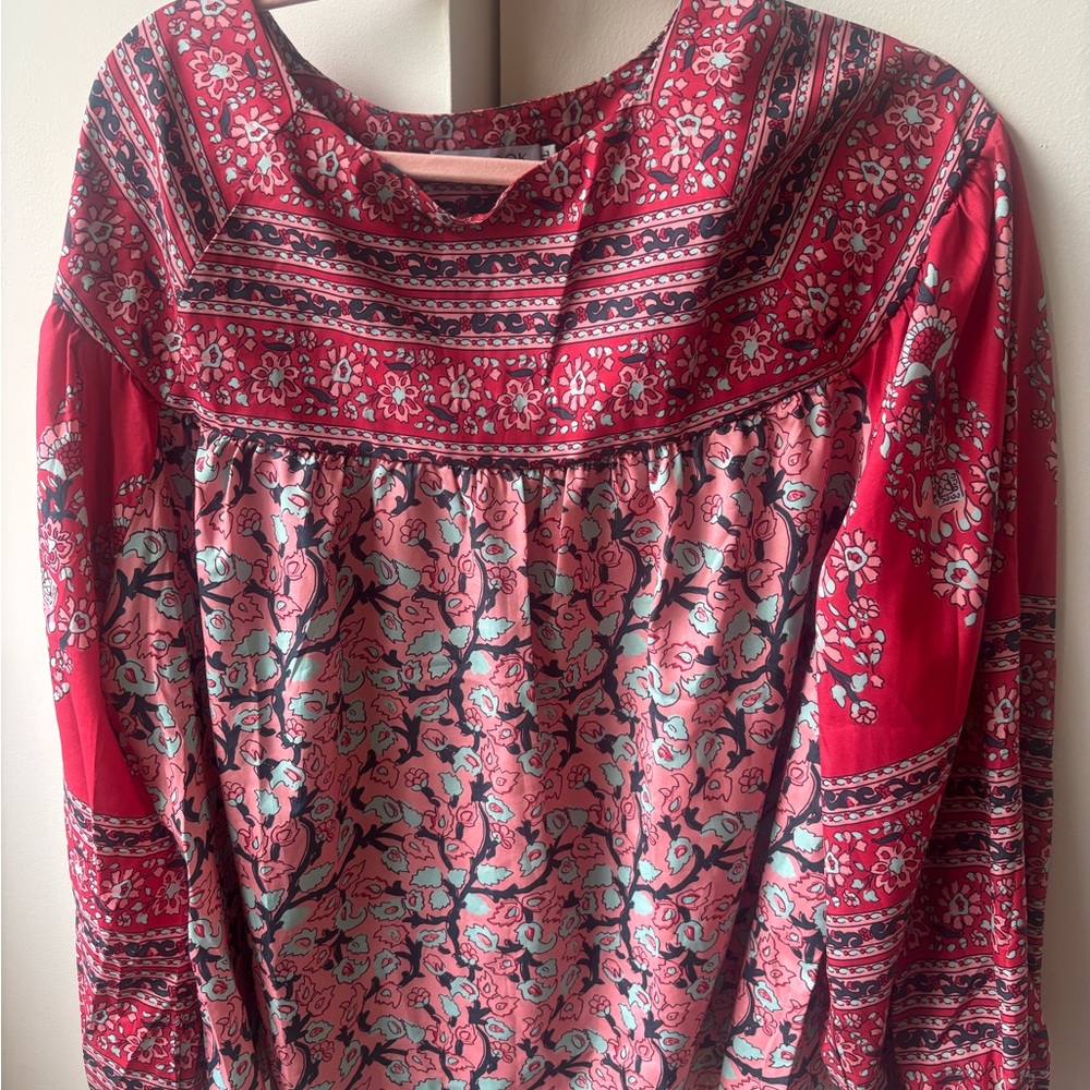 MISSLOOK Vibrant Red and Pink Patterned Blouse